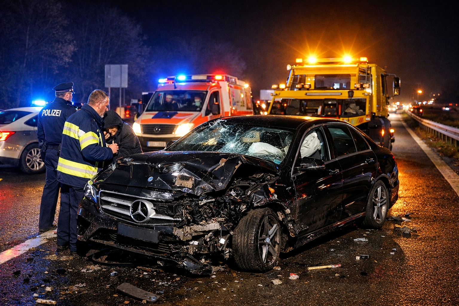 Gece yarısı dönüş yolunda korkutan kaza: Lüks otomobilde büyük hasar
